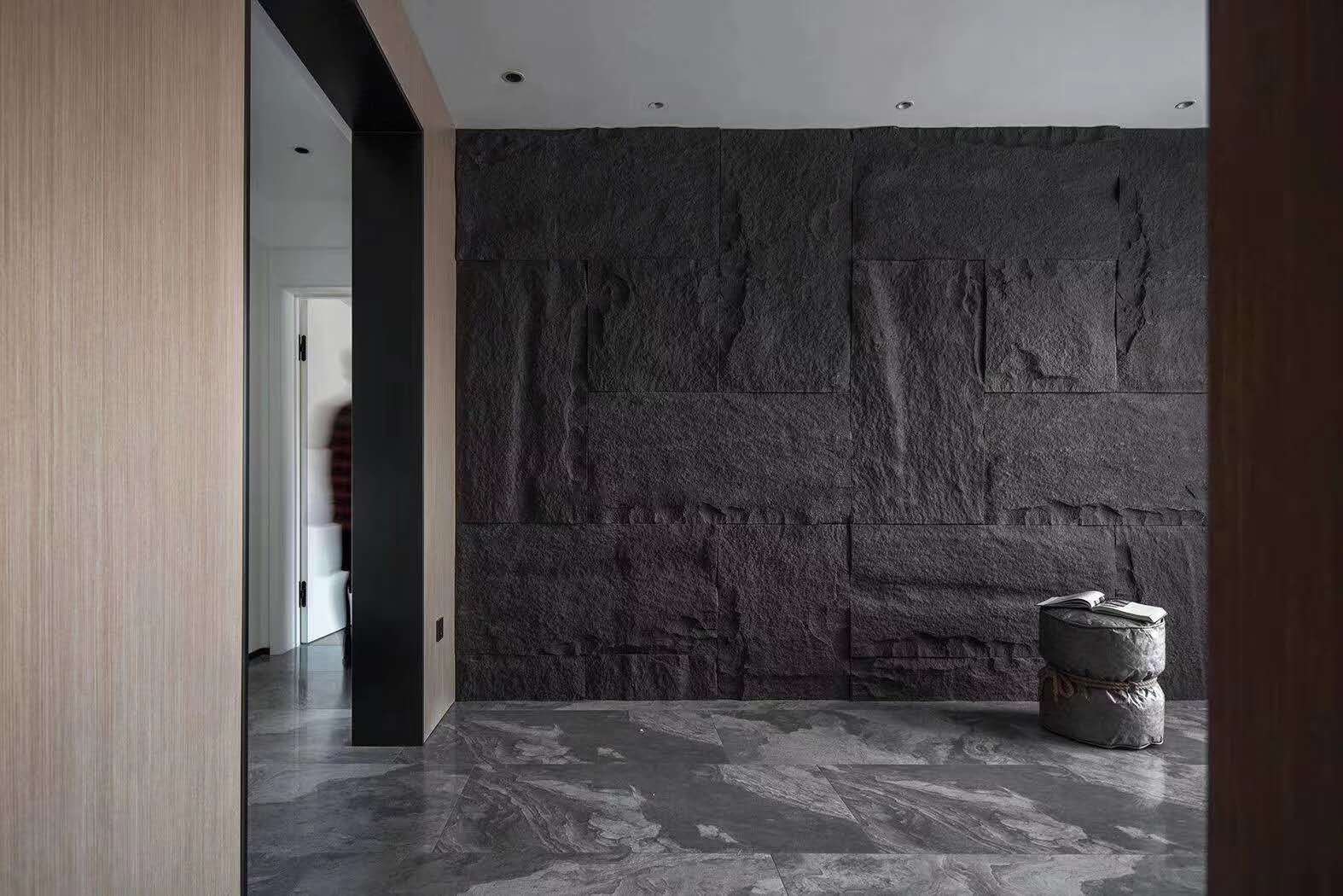 世纪豪门岩板超薄人造石背景墙实拍案例